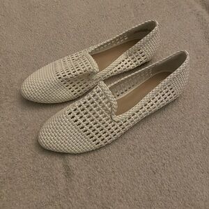 BP. White woven loafers